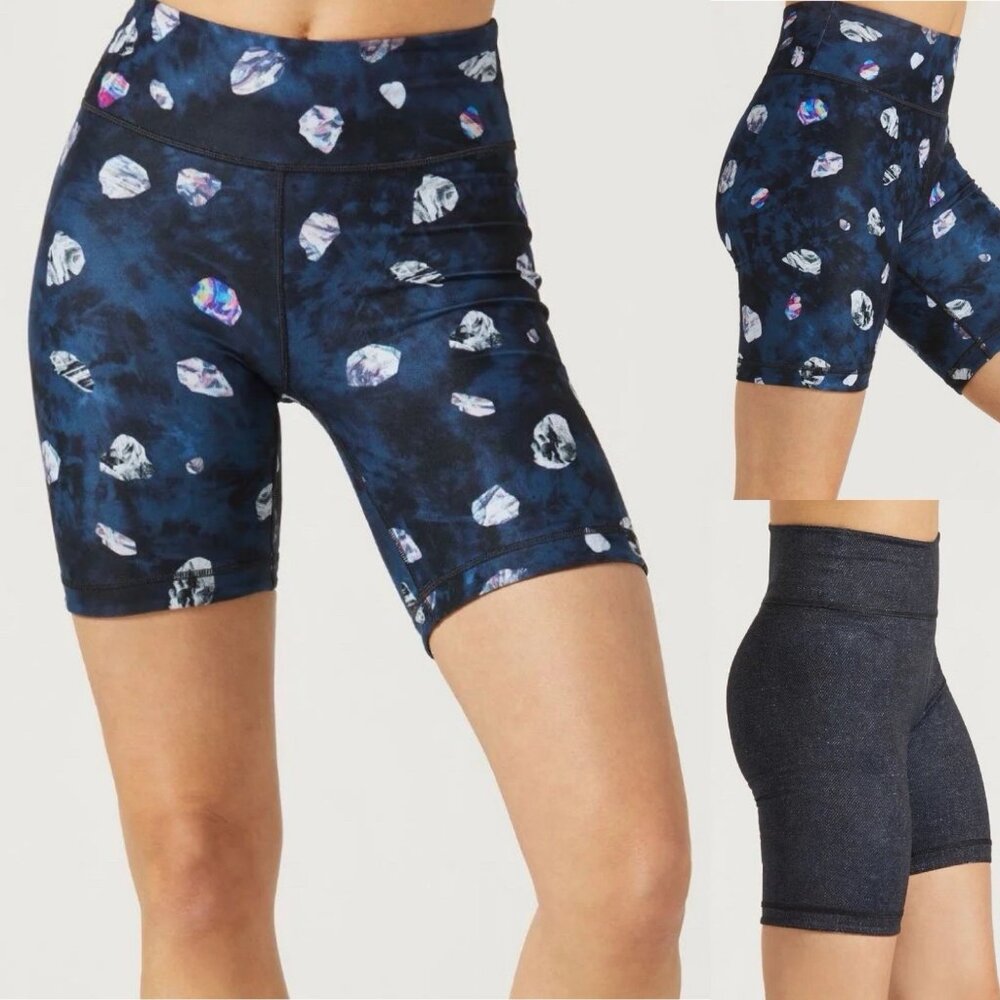 Wear it to Heart Kurt Reversible Biker Shorts Sz Small High Waist Asteroids Navy